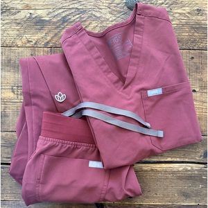 Dark cherry scrub set